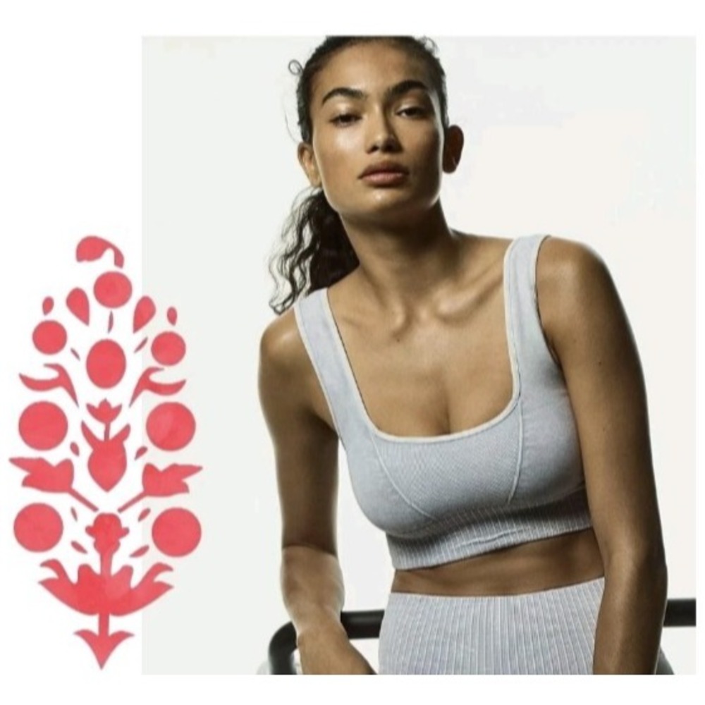 FP Movement By Free People Good Karma Square Neck Bra Iced Gray XS S Activewear